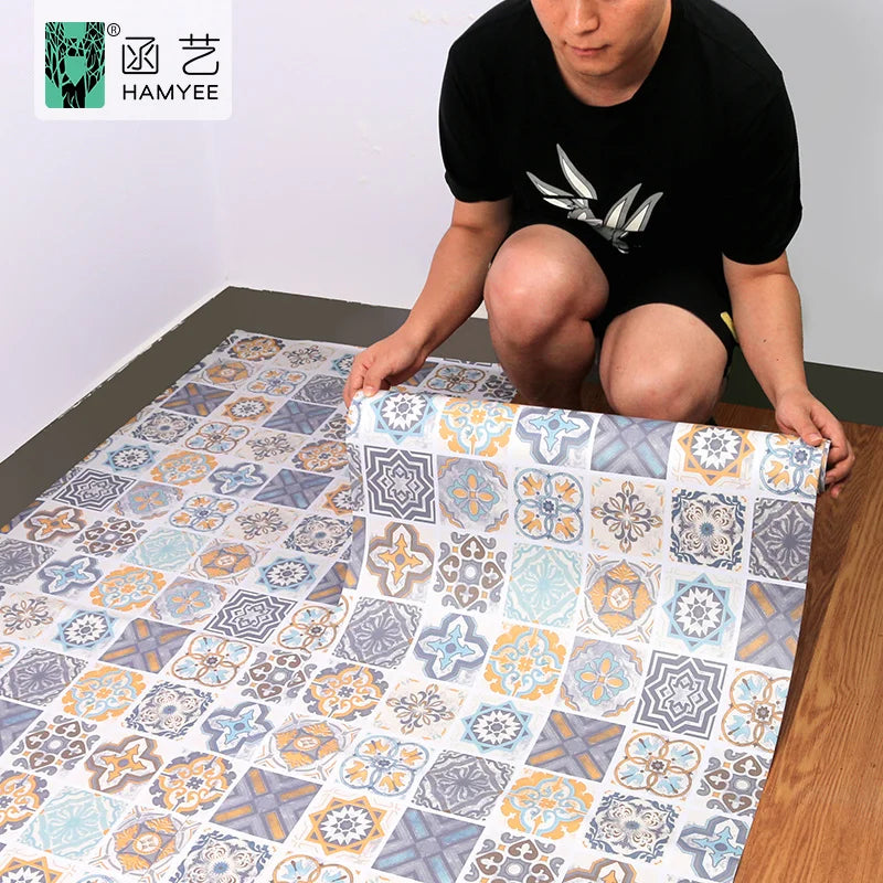 Bathroom Self Adhesive Thicken Wallpaper Waterproof Vinyl Peel and Stick 3d Floor Sticker Pvc Flooring Roll