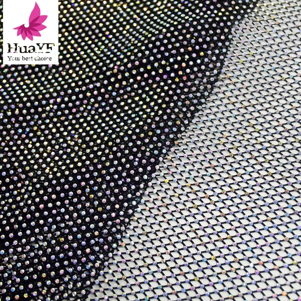 2021 African Hot Sale Gorgeous Shining Lace With Diamond Stones Beaded Lace Glitter Fabric Net for Dress Fabrics HY1583