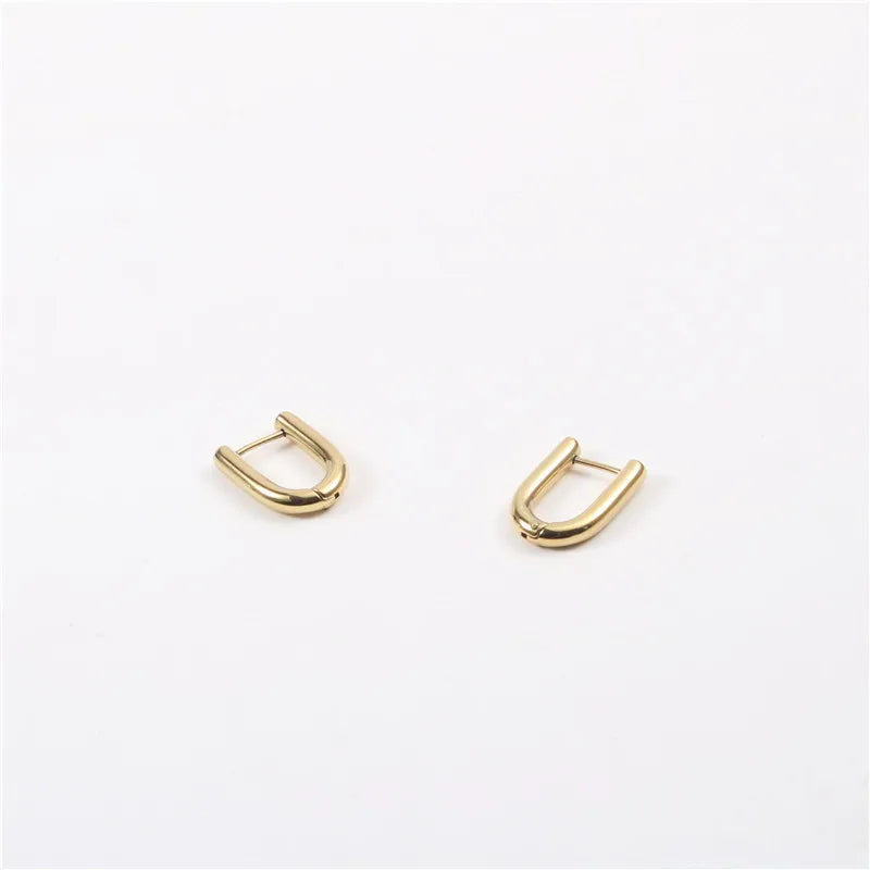 Fenny 18K Gold-plated Permanent Fashion U Shape Stainless Steel Hoop Earring Wholesale Stainless Steel Ladies Jewelry