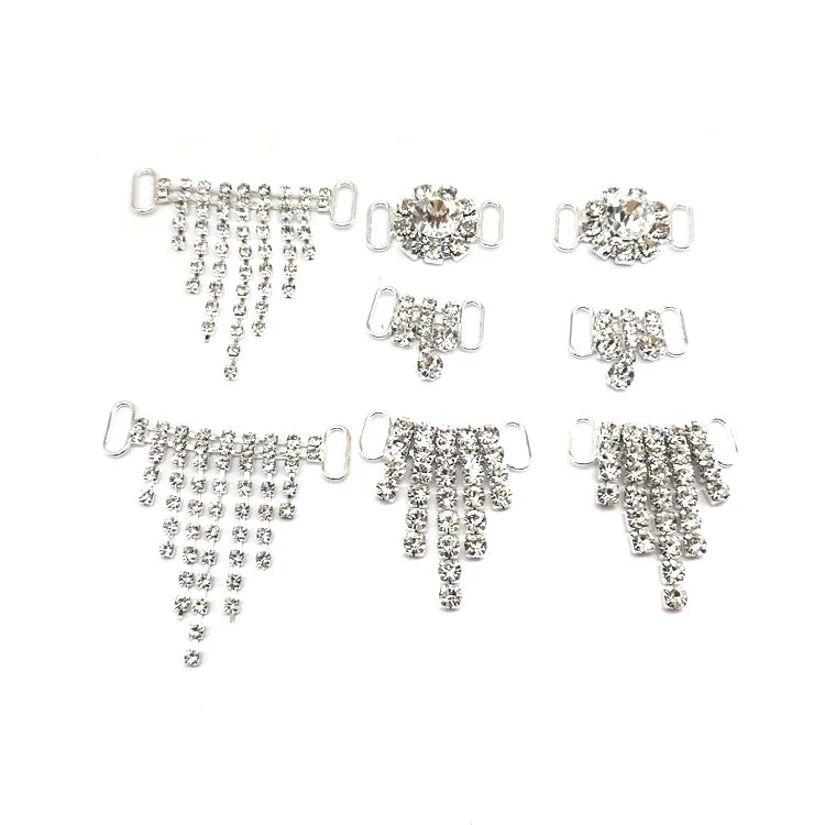Wholesale Small Crystal Rhinestone Bikini Buckles Bling Metal Rings Connector for Adding Bling to Your Swimwear