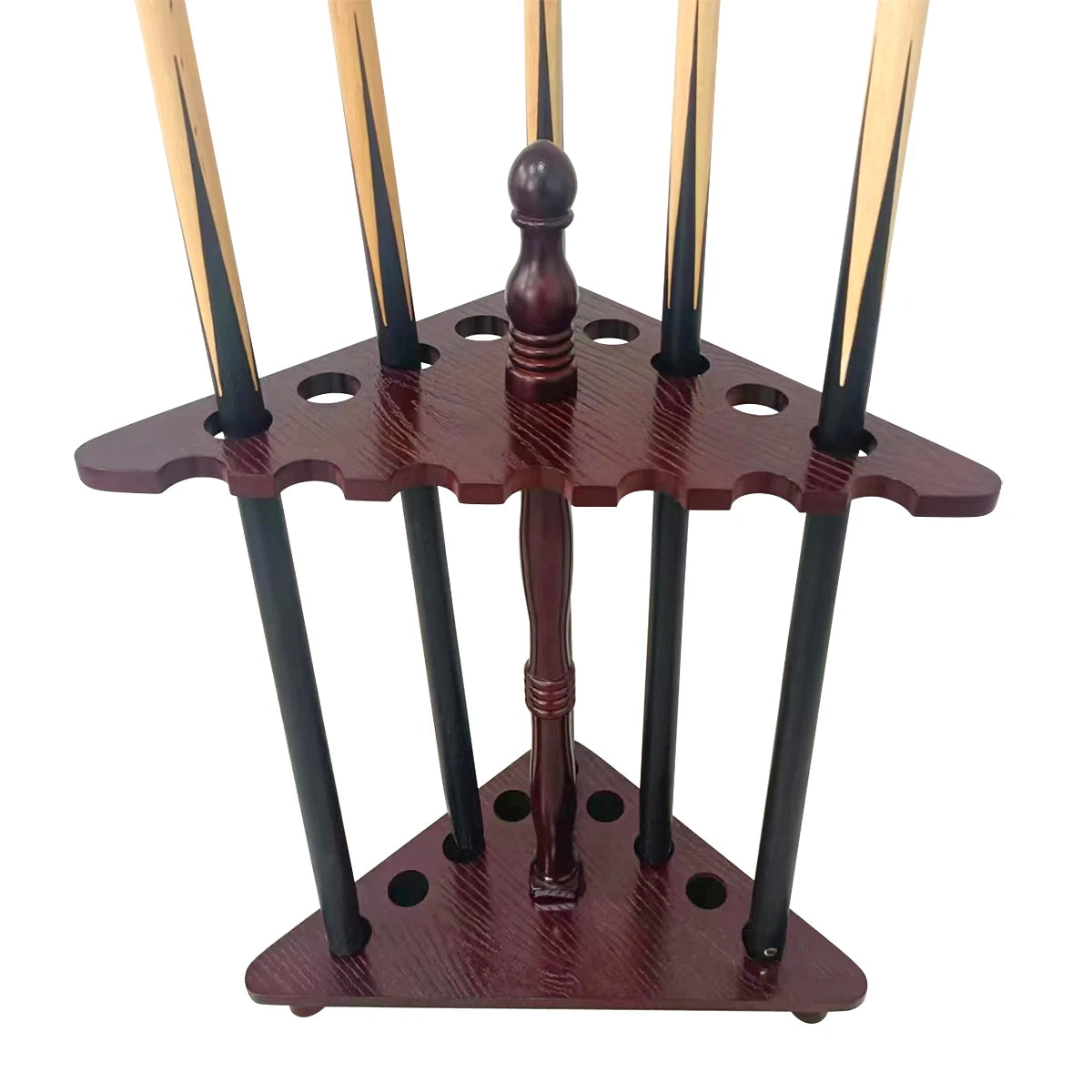 New Model Triangle Shape Standup 9 Holes Solid Wood Billiard Cue Rack/Cue Holder for Billiard Cue Collection