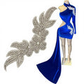 WRA-283  Cheap Sew on Crystal Iron on Small Rhinestone Silver Flower Applique for Dress