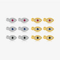 FUAMAY Aretes De Plata 925 Silver Rose Blue Black Zircon Ball Back Eye Earring Evil's Eye Earrings
