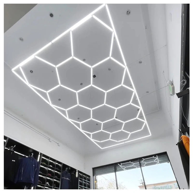 2.4*4.8M Aluminum Hexagonal Honeycomb Led Pendant 220V Light Auto Garage Light Hex Work for Honeycomb Ceiling Detailing Light