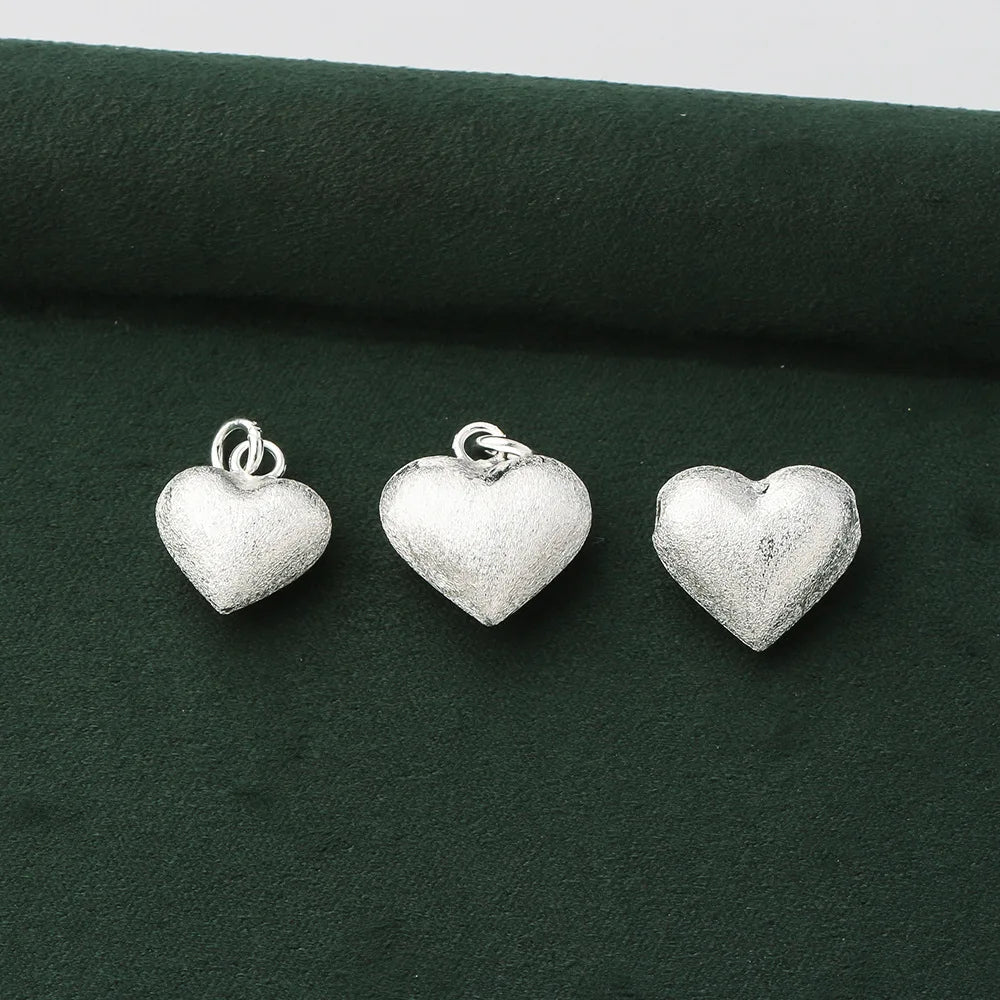 Wholesale Popular 925 Sterling Silver Puff Heart Charm Pendant for Jewelry Making Accessories