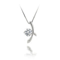 New Leaf Design Small Single Zircon Stone Pendant Solitaire Necklace Silver 925 Pendant for Lady