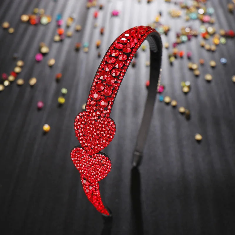 Luxury Full Crystal Heart Shape Hairbands Colorful Rhinestone Women Headbands
