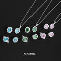 925 Silver 5A ZIRCON Blue Topaz Aquamarine Gemstone Wedding Ring Set Earrings Adjustable Ring Pendant Necklace Set
