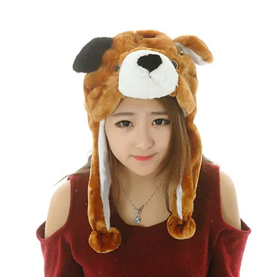 Plush Animal Dog Earflap Hats for Kids-Beach & Travel Party Costume Hats