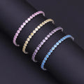 New 4mm Luxury Geometric Brass Tennis Chain Bracelet Men Women Iced Bling Cubic Zircon Gold Rhodium Plated Certified High