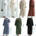 Mexizo Popular 2set Dresses Women Dubai Abaya Modest Dress Middle East Solid Color Kaftan Casual Muslims Long Sleeve Open Abaya