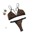 YYYY-Y1391 Brazilian Bandeau Bikini for Women Snake Print Leopard Pattern Anti-UV Quick Dry Low Waist Crystal Diamond Decoration