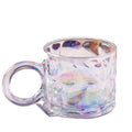 Wholesale 300ml Luxury Electroplating Colorful Hand Polished Heat Resistant Glass Coffee Tumblers with Handle Gift