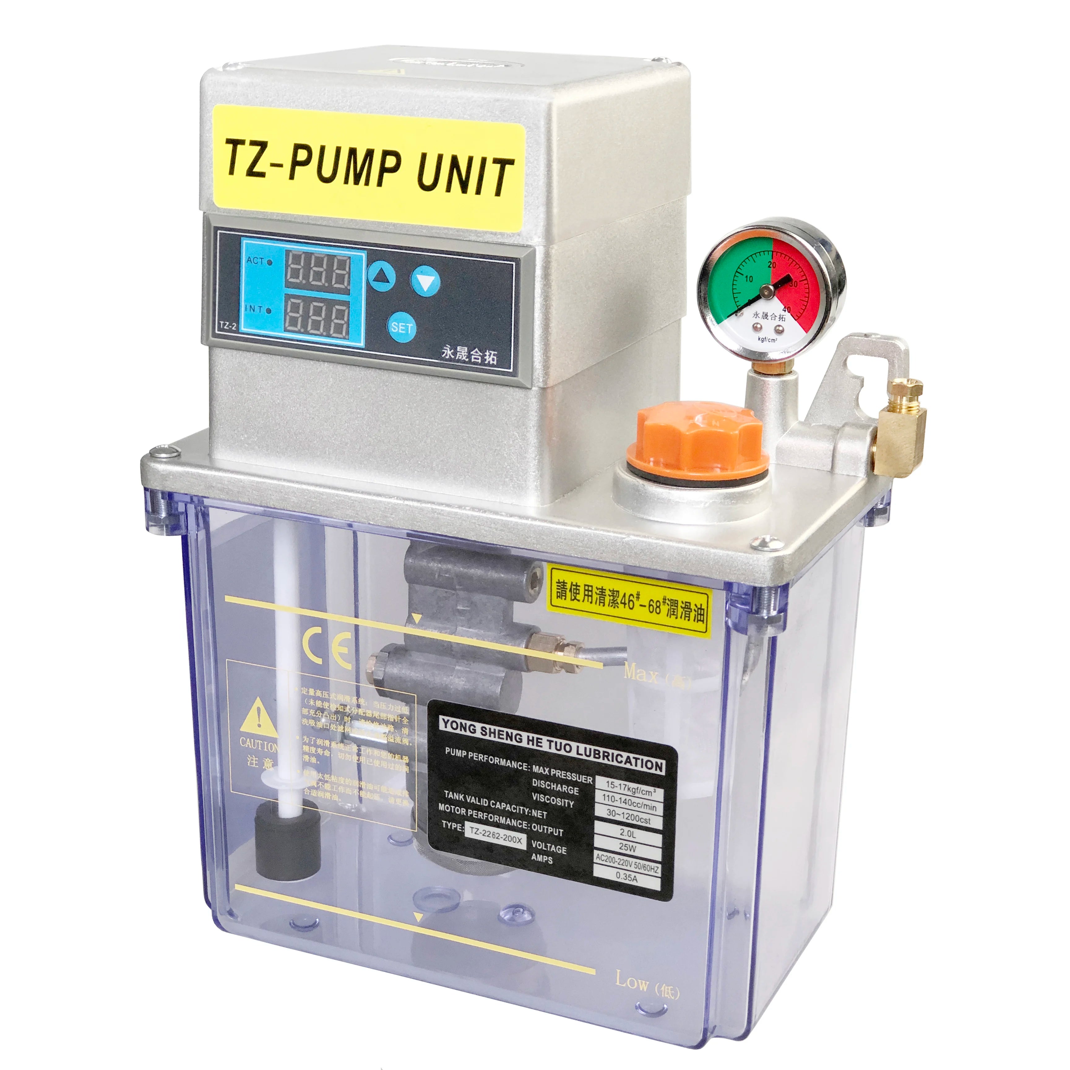 CE Automatic Positive Displacement Electric Pump Oil Lubricator Gear Oiler Tz2262-200X for CNC Machine Central Lubrication