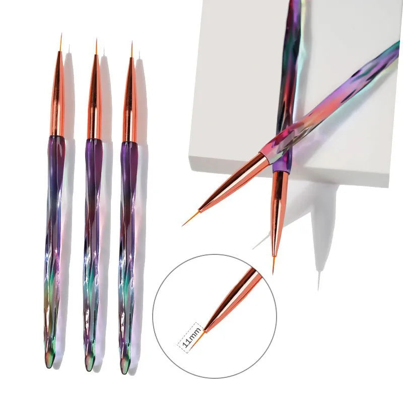 3pcs Nail Art Pen Liner Painting Pen 3D Tips DIY Acrylic UV Gel Brushes Drawing Queenfingers Painting Polish Nail Art Brush Pen