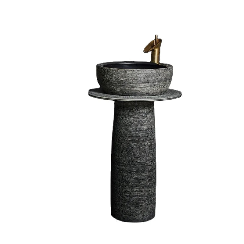Factory Direct Wholesale Price Pedestal Basin Handmade Artistic Ceramic Corner Wash Basin Size for Bathroom