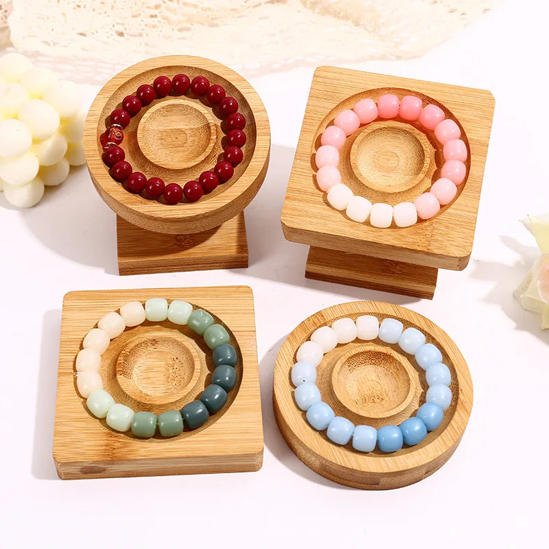 Black Walnut Beech Round square Jewellery Wooden Luxury  Wood Bracelet Holder Tray