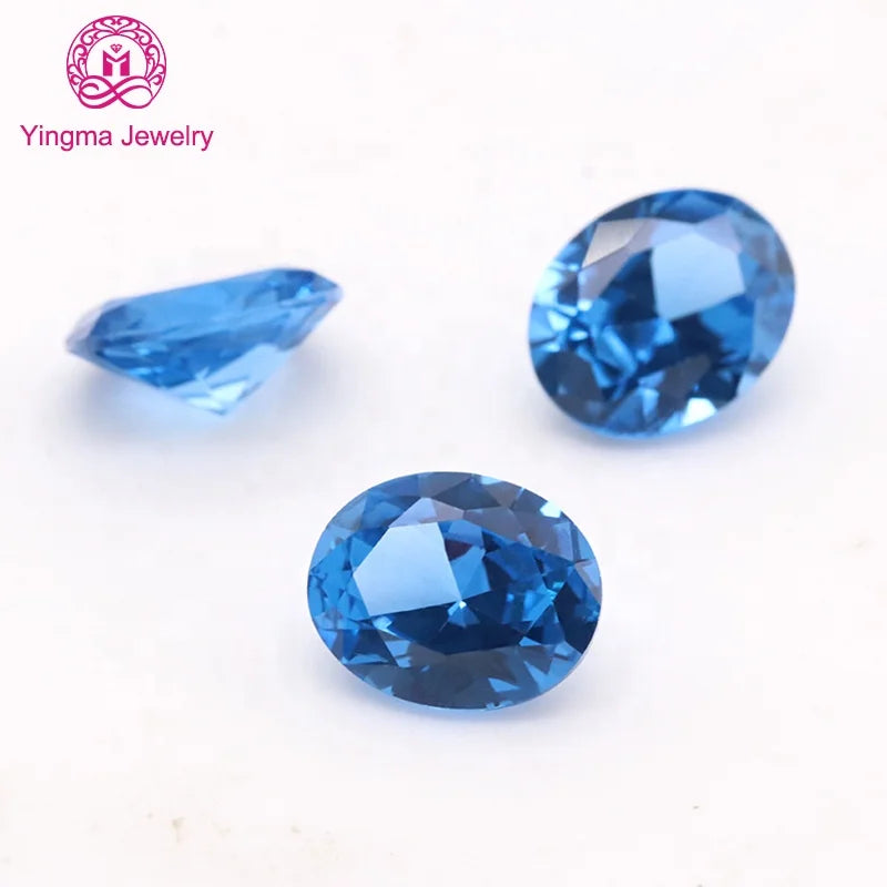 Best Factory Price Gems Spinel Stones Oval Shape 119# Blue 2*3 mm to 8*10 mm Loose Synthetic Spinel Stone for Wax Setting