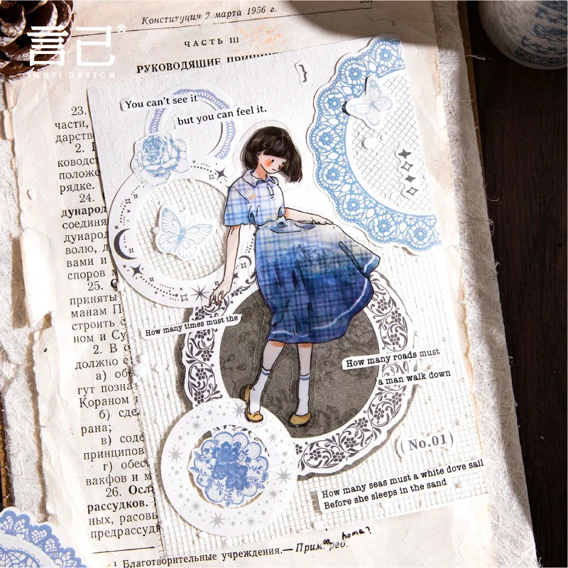 1 Roll Tape Vintage Lace Die-Cut Tape Teenage Aesthetic Series Round Basic Material Priming Decoration