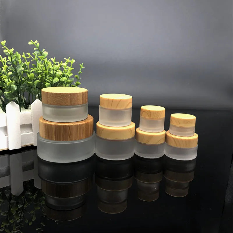 Luxury Glass Bottle Cosmetics Container 5ml 15ml 30ml 50ml 100ml Frosted clear Glass Jar with Lid