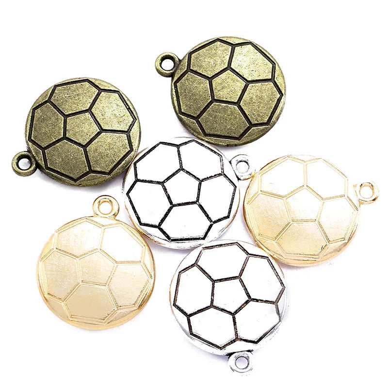 YuenZ 3 Colors 22*19mm Zinc Alloy Vintage Football Charm for Jewelry Making Ancient Silver Color Necklace Pendants Charm J451