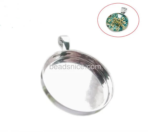 Beadsnice  925 Sterling Silver Pendant Setting  Round Pendant Blank Jewelry