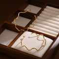 Vintage Irregular 18k Gold Plated Stainless Steel Wave Cc Hoop Earrings Women Creative Large Big Wave Wire Stud Earrings