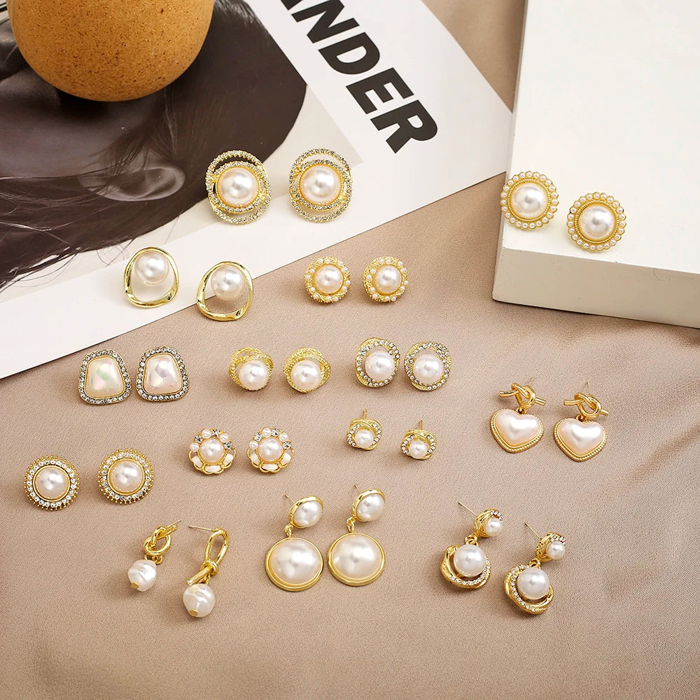New Luxury 14K Gold Plated Pearl Earrings for Trending Women Jewelry Wholesale