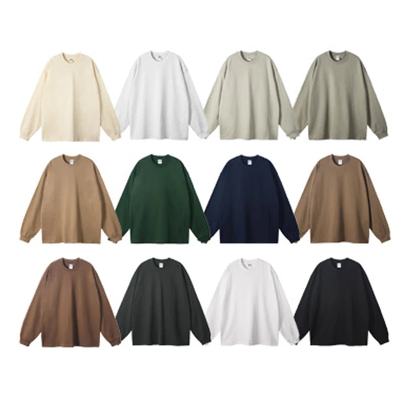 305GSM Men's Oversized Long Sleeve Sweatshirts Autumn Hip Hop Streetwear Puff Printing Drop Shoulder Embroidered Winter Shirts