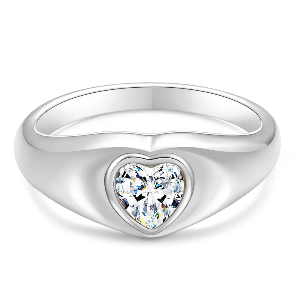 Factory Wholesale Ladies Engagement Wedding Fashion Jewelry Bands Heart Cut Cubic Zirconia Stainless Steel Rings for Women Gifts