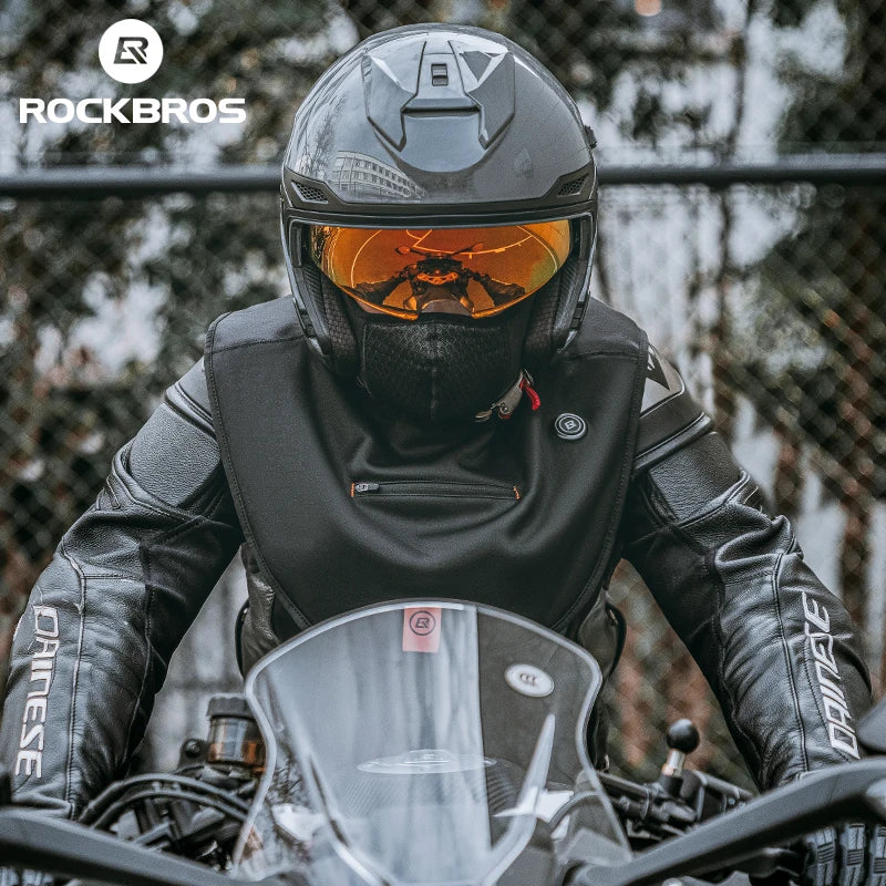 ROCKBROS Heated Balaclava Winter Warm Ski Mask Custom Logo Motorcycle Full Face Thermal Fleece Balaclava