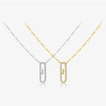 FUAMAY 925 Sterling Silver 18K Gold Plated Women's Pave CZ Paperclip Charm Necklace Dainty Trendy Women Paperclip Chain Necklace