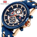 MINI FOCUS Watch 0273 Chronograph Quartz Watches for Men Rose Gold Silicone Strap Sport Wristwatch Clock Relogio Masculino Gift