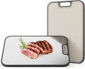 Non-slip Double-Sided Eco-Friendly Wheat Straw Stainless Steel 304 Silver 1.5cm Thick Cutting Board with Handle Kitchenware