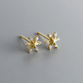 Romantic 925 Sterling Silver & 18K Gold Plated Fine Jewelry-Women's Snowflake Stud Earrings Christmas Geometric Pattern Gift