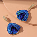 Kaimei 2022 Fashion Jewelry Exaggerated Personality Ocean Waves Irregular Drop Earrings Natural Stone Blue Statement Earrings