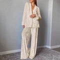 Long Sleeve Women Sets Lapel Nightwear Single Breasted Home Suit Women's Pajamas Knitting Trouser Suits Velvet Sleepwear
