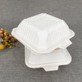 White Color 6*6 Inch Corn Starch Clamshell Biodegradable Cornstarch Food Container