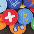 Wholesale Round Patch 5cm DIA. Heat Press Iron on Sports Club Embroidery Logo Custom Clothes Embroidered Patches