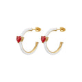 18K Gold Plated Stainless Steel Jewelry Green White Epoxy Colored Heart Zircon Hoop Earring for Women Earrings E231512