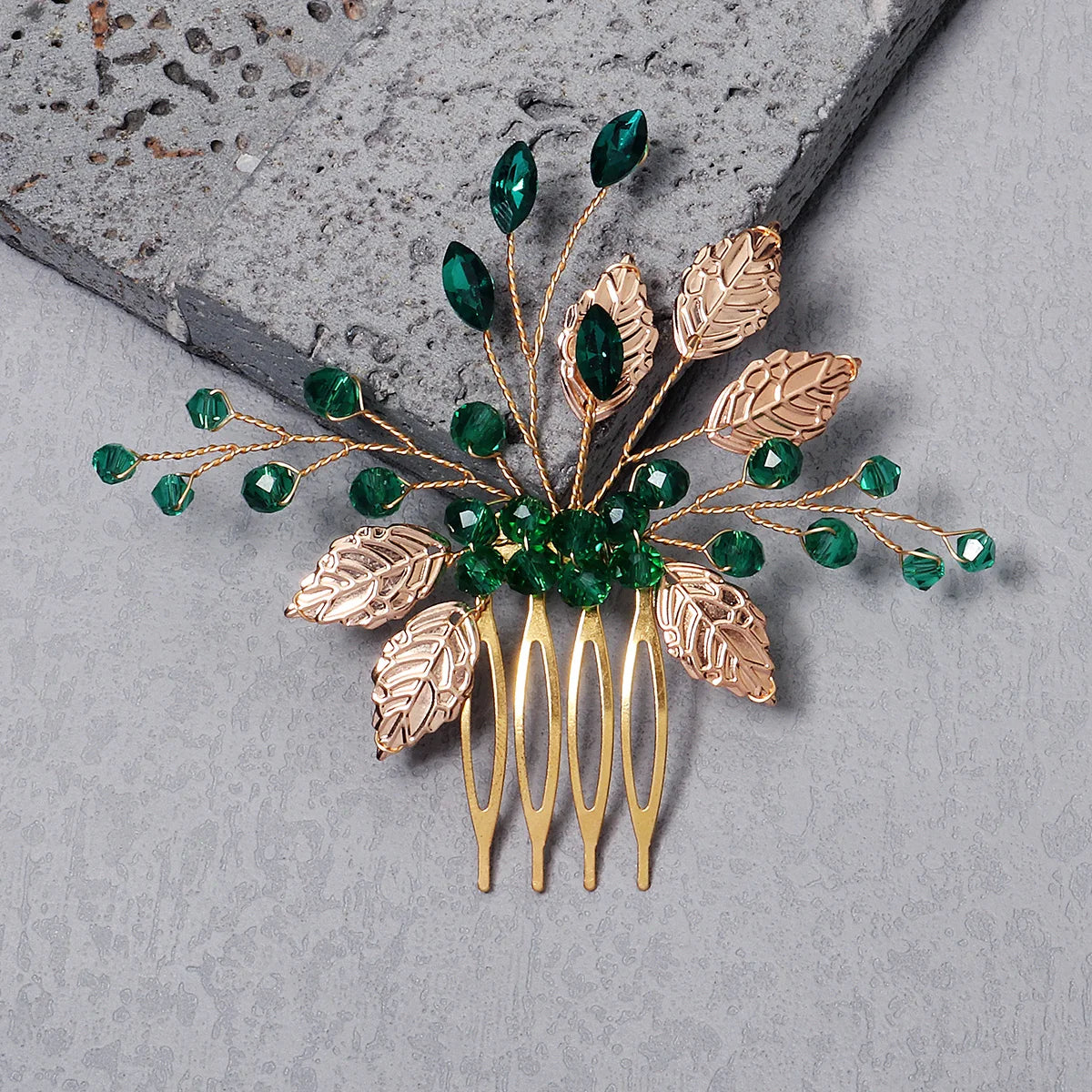 New Bridal Tiara Wedding Headpiece Wedding Dress Accessories Rhinestone Insert Green Crystal Hair Combs for Women