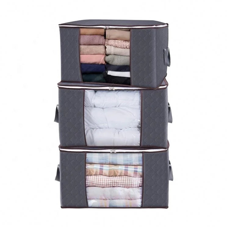 Large Capacity Clear Window Clothes Storage Bag Organizer with Reinforced Handle