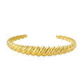 New Fashion C Shape Cuff Stainless Steel Pattern 18k Gold Plated Twist Croissant Opening Bangle Bracelet for Women