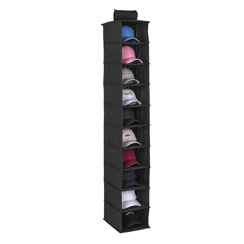 Factory 10 Shelf Hanging Closet Organizer for Hat Storage Including Baseball Caps Gorras Efficient Wardrobe Space Utilization