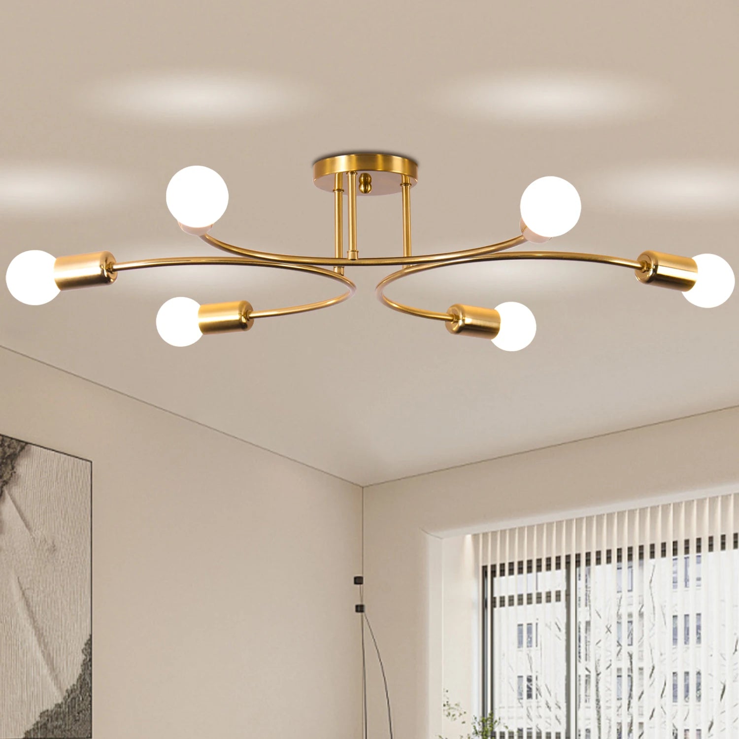 LED Bulb Chandelier Ceiling Lights Metal Black Home Fixtures for Living Room