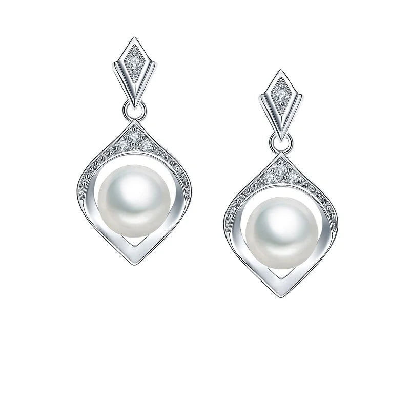 Freshwater Pearl Jewelry Genuine Pearl Earrings Elegant Pearl Earrings 925 Silver Bridal Jewelry Sets