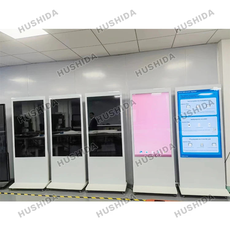 HUSHIDA 55 65 Inch Vertical Floor Standing Advertising Lcd Displayer Android Advertising Players Digital Signage for Exhibition
