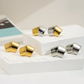 18K Gold Plated Stainless Steel Jewelry Irregular Two Tone Chunky Stud Earrings Waterproof for Woman Punk Earrings E251669