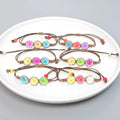 Wholesale Dry Pressed Flowers Cherry Blossom Gemstone Glass Charms Rope Strand Lucky Flower Bracelet