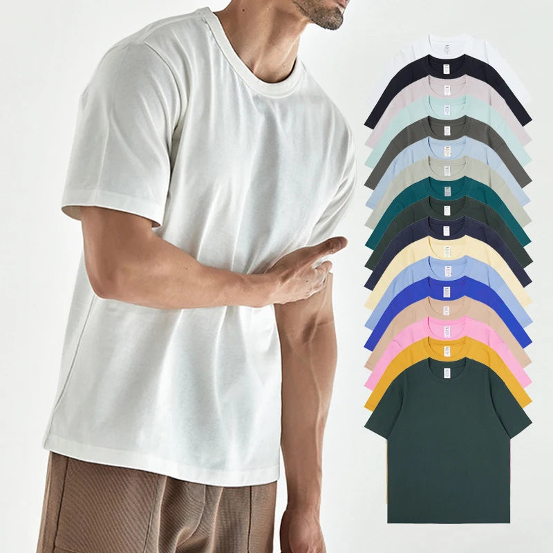 230 Gsm Cotton T Shirt With Custom Logo Summer Breathable Streetwear Daily Basic T Shirt Hombre Uniform Cotton T-shirt